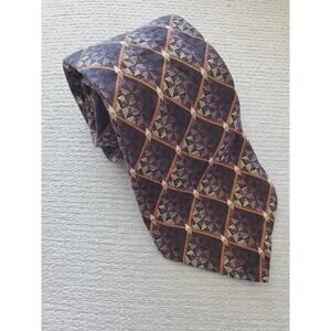 Oscar Dela Renta Plaid Brown Silk Neck Tie